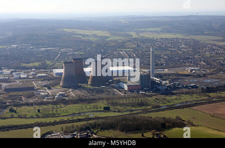 aerial view of Rugeley Power Station & Cannock Chase, Staffordshire, UK Stock Photo