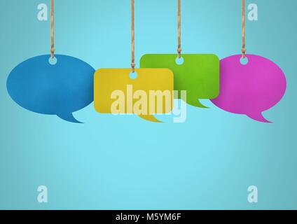 Hanging paper speech bubbles Stock Photo