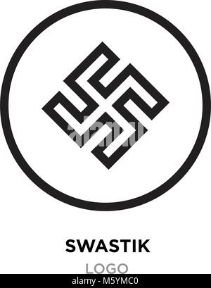 Black swastik logo,Hinduism religion sign, Indian swastika symbol isolated on white background Stock Vector