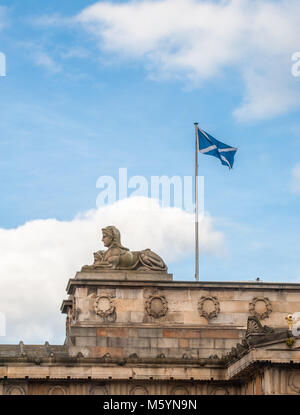 Scottish flag Saltire on a top National Gallery of Scotland Stock Photo