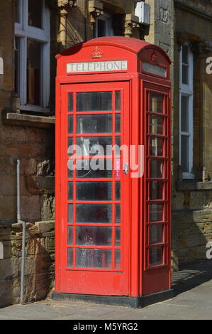 Detailed views of Crewkerne, Somerset, UK in late winter, Phone Box Stock Photo