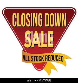 Closing down sale label or sticker on white background, vector illustration Stock Vector