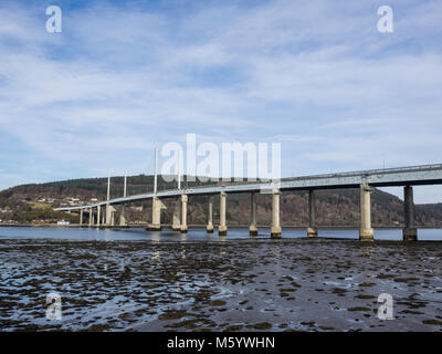 The Kessock Bridge and North Kessock from Inverness. A road bridge (A9) connecting Inverness with the Black Isle, Scotland, UK Stock Photo