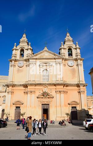 St Pauls Cathedral also known as Mdina Cathedral, Mdina, Malta, Europe. Stock Photo