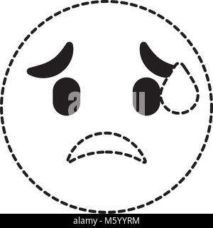 cute smile emoticon worried expression Stock Vector