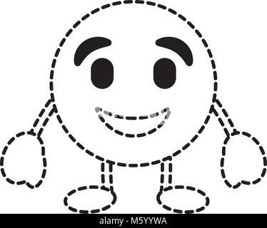 emoticon cartoon face happy character Stock Vector
