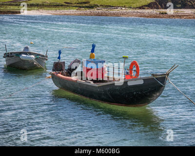 Traditional Irish fishing boats vessels in county Galway, near Letterfrack, Ireland Stock Photo