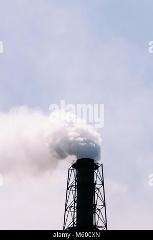 Power plant chimney, emit large amounts of smoke Stock Photo