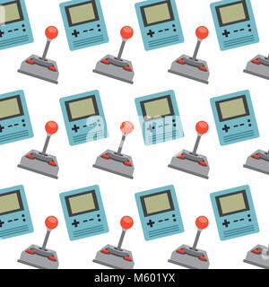 retro video game console portable and joystick pattern Stock Vector