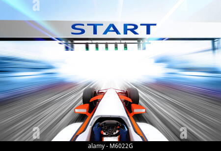 3D illustration of sport car driving at high speed lap - motion blur Stock Photo