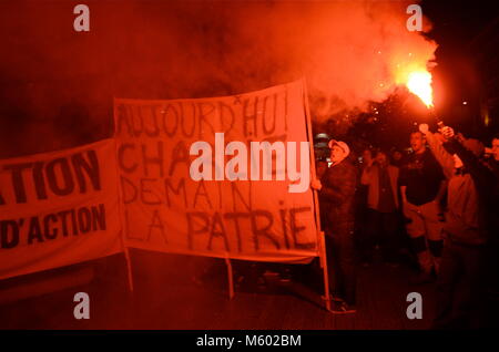 Far-right activists protest against supposed islamization of France, Lyon Stock Photo