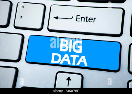 Handwriting Announcement text showing Big Data. Business concept for Digital Business Analysis written on red key the keybord background. Stock Photo
