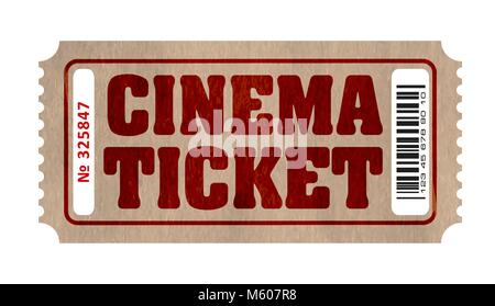 Retro cinema ticket with number and barcode. Stock Vector