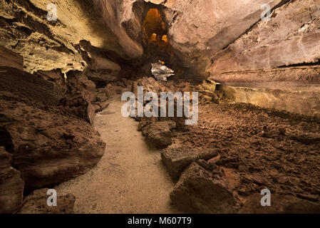 Cueva de los Verdes. Tourist attraction in Lanzarote, amazing volcanic lava tube. Stock Photo