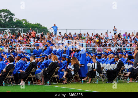 JUNE 17 Sayrevielle NJ USA: high school graduation hats high graduation at school Stock Photo