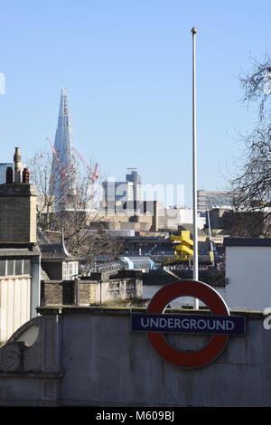 View overlooking Southbank from Embankment Underground Station,London.UK Stock Photo