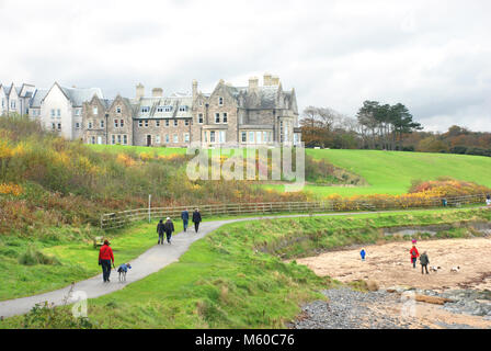 People walking in North Down costal path, Bangor, Northern Ireland, UK Stock Photo