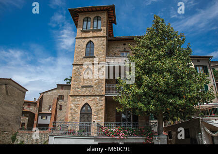 Passignano sul Trasimeno, Italy. View of restaurant in old building in the village Passignano sul Trasimeno, a historic and quiet place near Perugia. Stock Photo