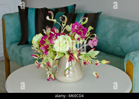 Red Roses in a Japanese Vase on a Gold Velvet Cloth