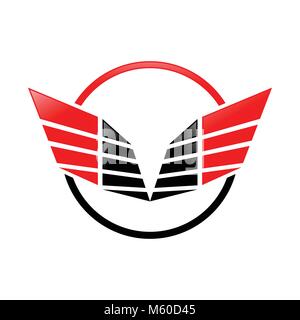 Abstract Sharp Wings Ring Red Symbol Logo Design Stock Vector