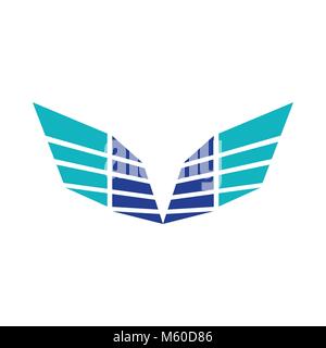 Abstract Sharp Wings Blue Colors Symbol Logo Design Stock Vector
