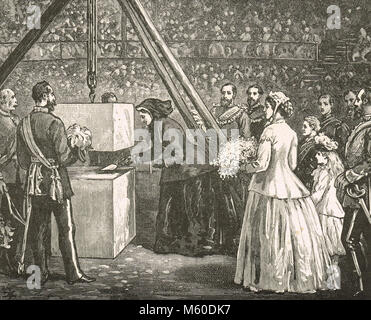 Queen Victoria laying the Foundation stone, Royal Albert Hall, 20 May 1867 Stock Photo