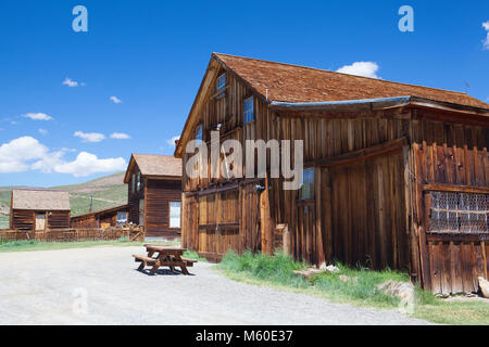 Bodie, CA, USA - July 15, 2011: Old buildings in Bodie, an original ghost town from the late 1800s. Bodie is a ghost town in the Bodie Hills east of t Stock Photo