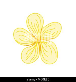 Simple Yellow Tropical Flower Hand Drawn Illustration Stock Vector