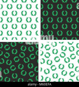 Wreath of Olive Branch Seamless Pattern Set Stock Vector