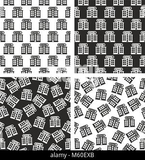 Vintage Style Hotel Seamless Pattern Set Stock Vector
