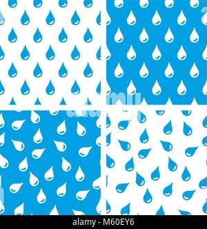 Water Drops Seamless Pattern Set Stock Vector