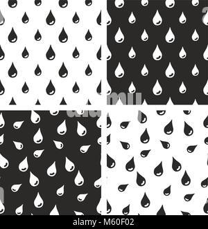 Water Drops Big & Small Seamless Pattern Set Stock Vector