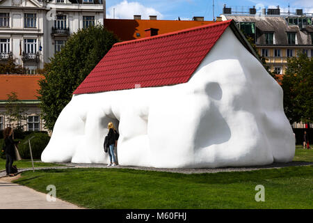 Erwin Wurm's Fat House sculpture on display at Belvedere Palace, Wien, Vienna, Austria. Stock Photo