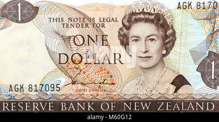 New Zealand One 1 Dollar Bank Note Stock Photo