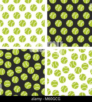 Tennis Ball Seamless Pattern Set Stock Vector