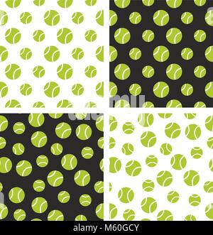 Tennis Ball Seamless Pattern Set Stock Vector