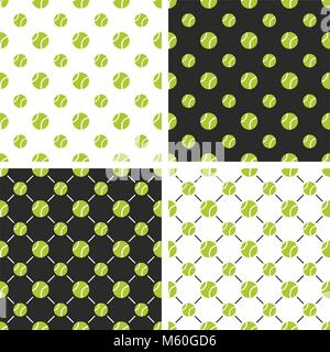 Tennis Ball Seamless Pattern Set Stock Vector