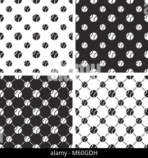 Tennis Ball Seamless Pattern Set Stock Vector