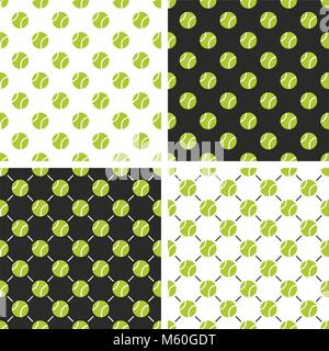 Tennis Ball Seamless Pattern Set Stock Vector