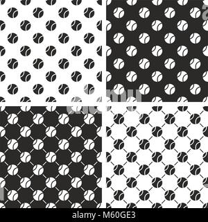 Tennis Ball Seamless Pattern Set Stock Vector