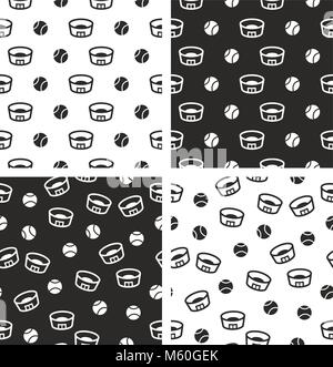 Tennis Stadium Seamless Pattern Set Stock Vector