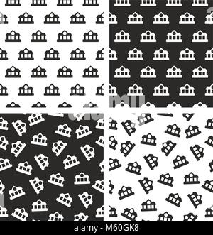 Train or Subway Station Seamless Pattern Set Stock Vector
