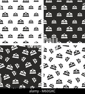 Train or Subway Station Seamless Pattern Set Stock Vector