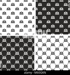 Train or Subway Station Seamless Pattern Set Stock Vector