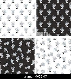 Trophy Or Cup Seamless Pattern Set Stock Vector