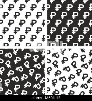 Russian Ruble Symbol Seamless Pattern Set Stock Vector
