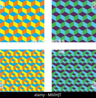 Seamless Cubes Patterns Stock Vector