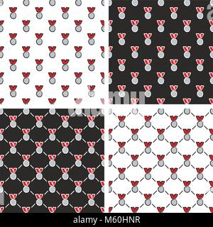 Silver Medal Freehand Seamless Pattern Set Stock Vector