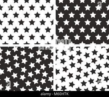 Star Shape Seamless Pattern Set Stock Vector