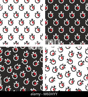 Stopwatch Seamless Pattern Set Stock Vector